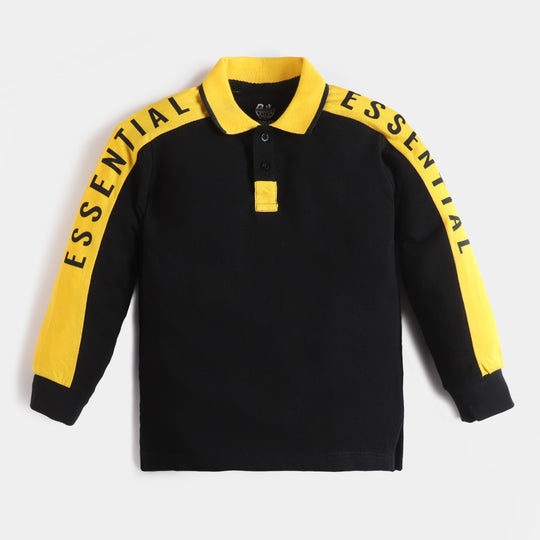 Boys Cotton Polo T-Shirt Essential - Jet Black