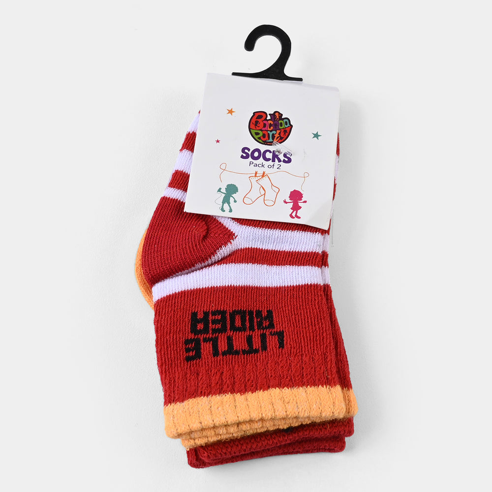 Infant Boys Socks Pack of 2 Little Rider -Red.Yellow