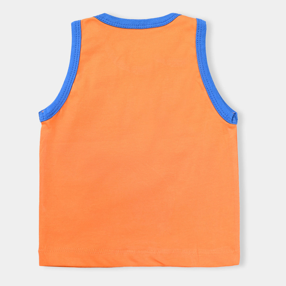 Infant Boys Cotton Jersey Sando Character| Marigold