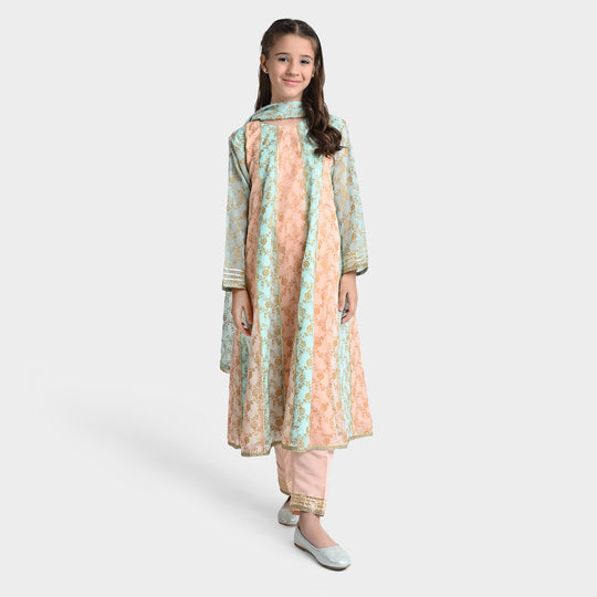Girls Chiffon 3PCs Suit MAH-Peaker-Multi