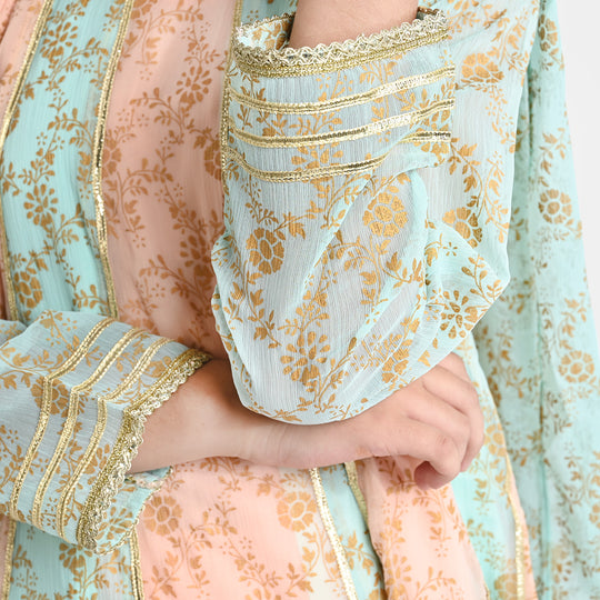 Girls Chiffon 3PCs Suit MAH-Peaker-Multi