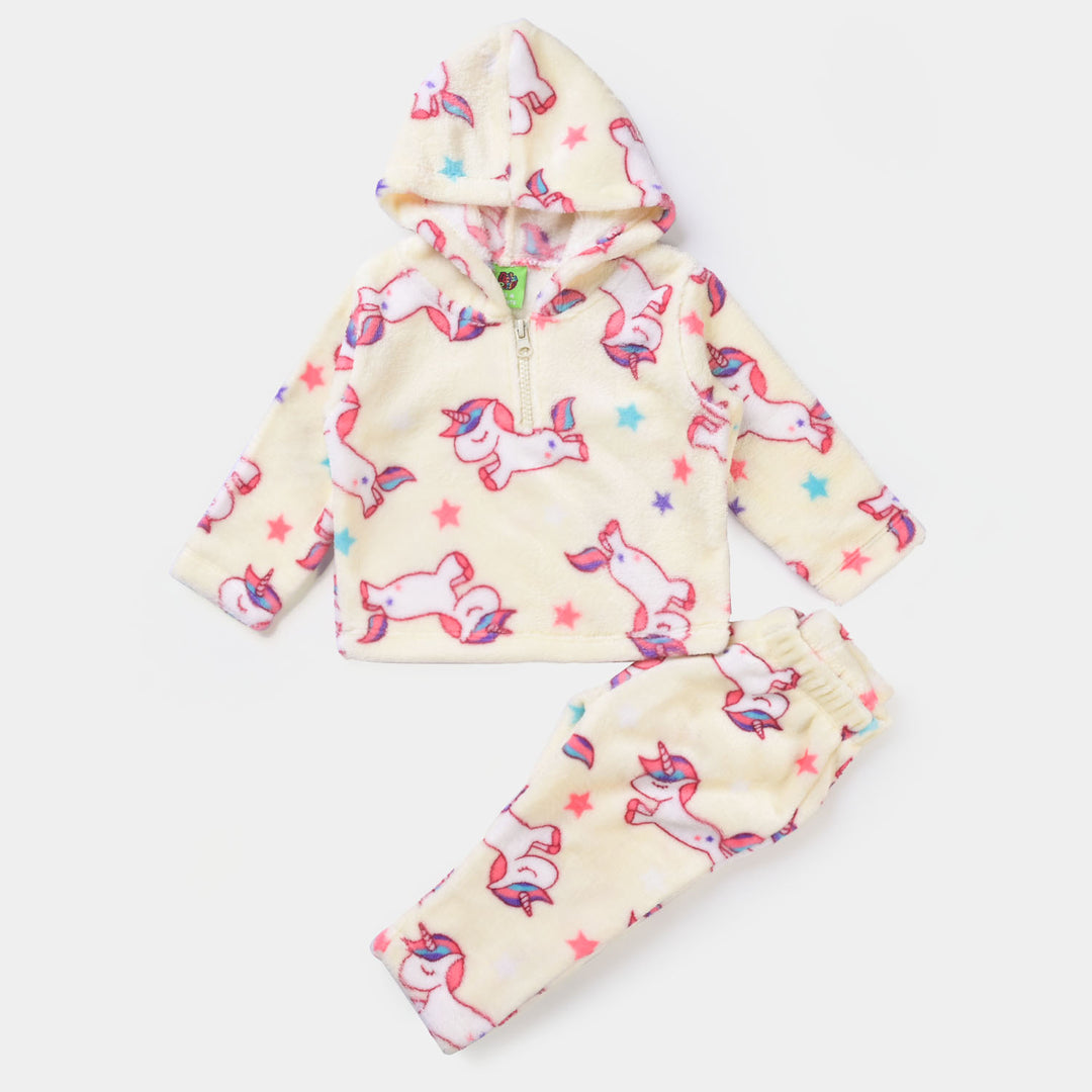 Infant Girls Sherpa 2PC Suit Character -Off White