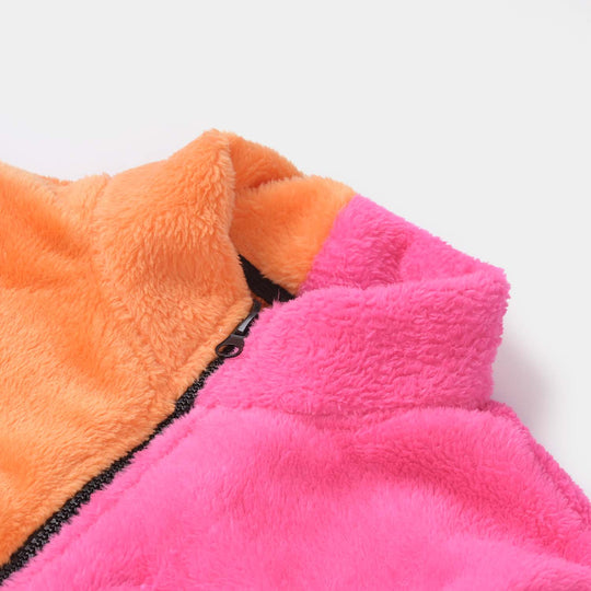 Girls Sherpa Jacket 2 Tone-Orange/Pink
