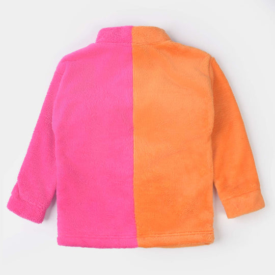 Girls Sherpa Jacket 2 Tone-Orange/Pink