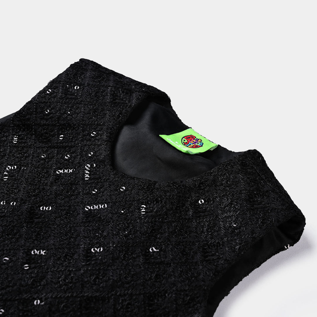 Infant Boys Poly Viscose Waistcoat EMB-BLACK