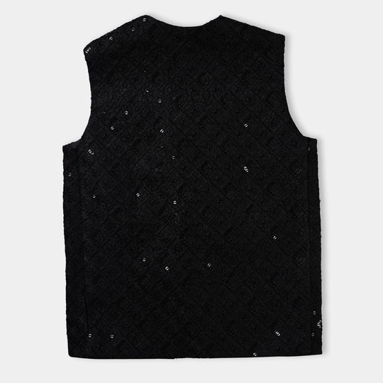 Infant Boys Poly Viscose Waistcoat EMB-BLACK