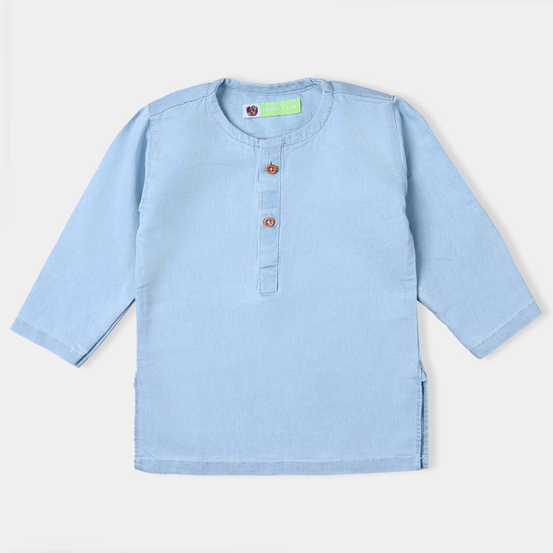 Infant Boys Light Denim Basic Kurta-L/BLUE