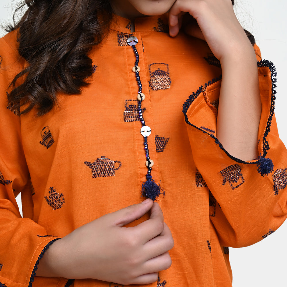 Girls Jacquard 2 PC Suit Kettle-Rust