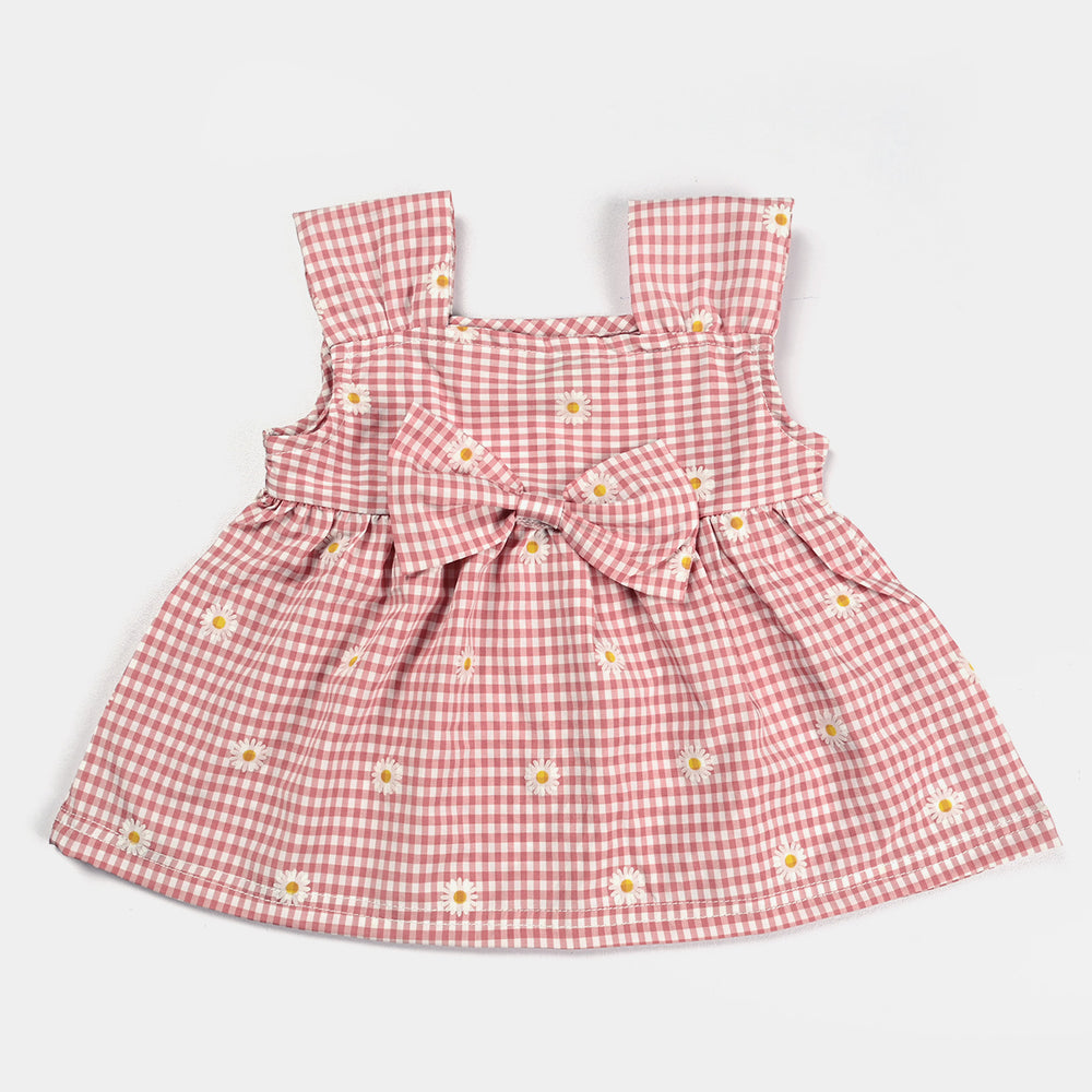 Infant Girls Woven Suit Check Sun Flower-D.PINK