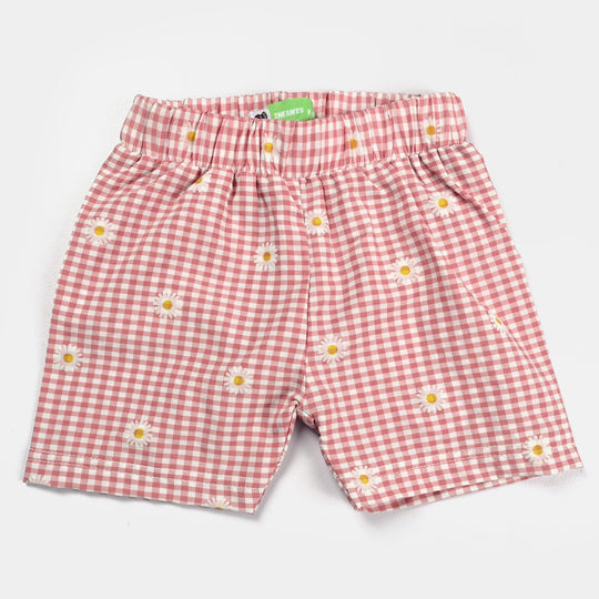 Infant Girls Woven Suit Check Sun Flower-D.PINK