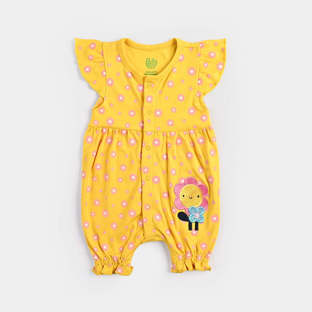 Infant Girls Cotton Interlock Romper - Yellow