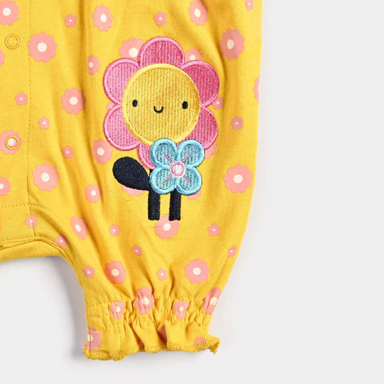 Infant Girls Cotton Interlock Romper - Yellow