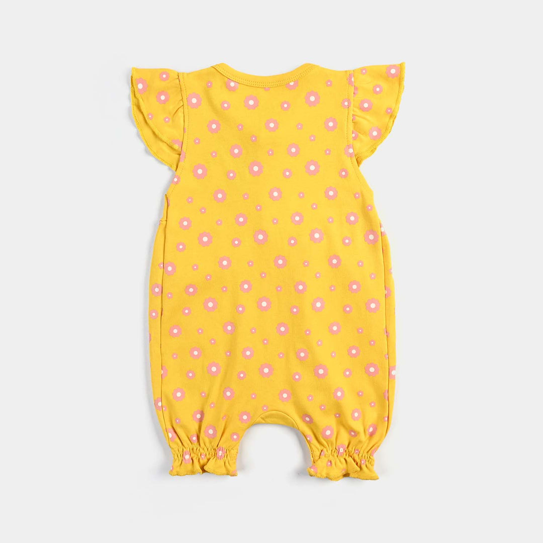 Infant Girls Cotton Interlock Romper - Yellow