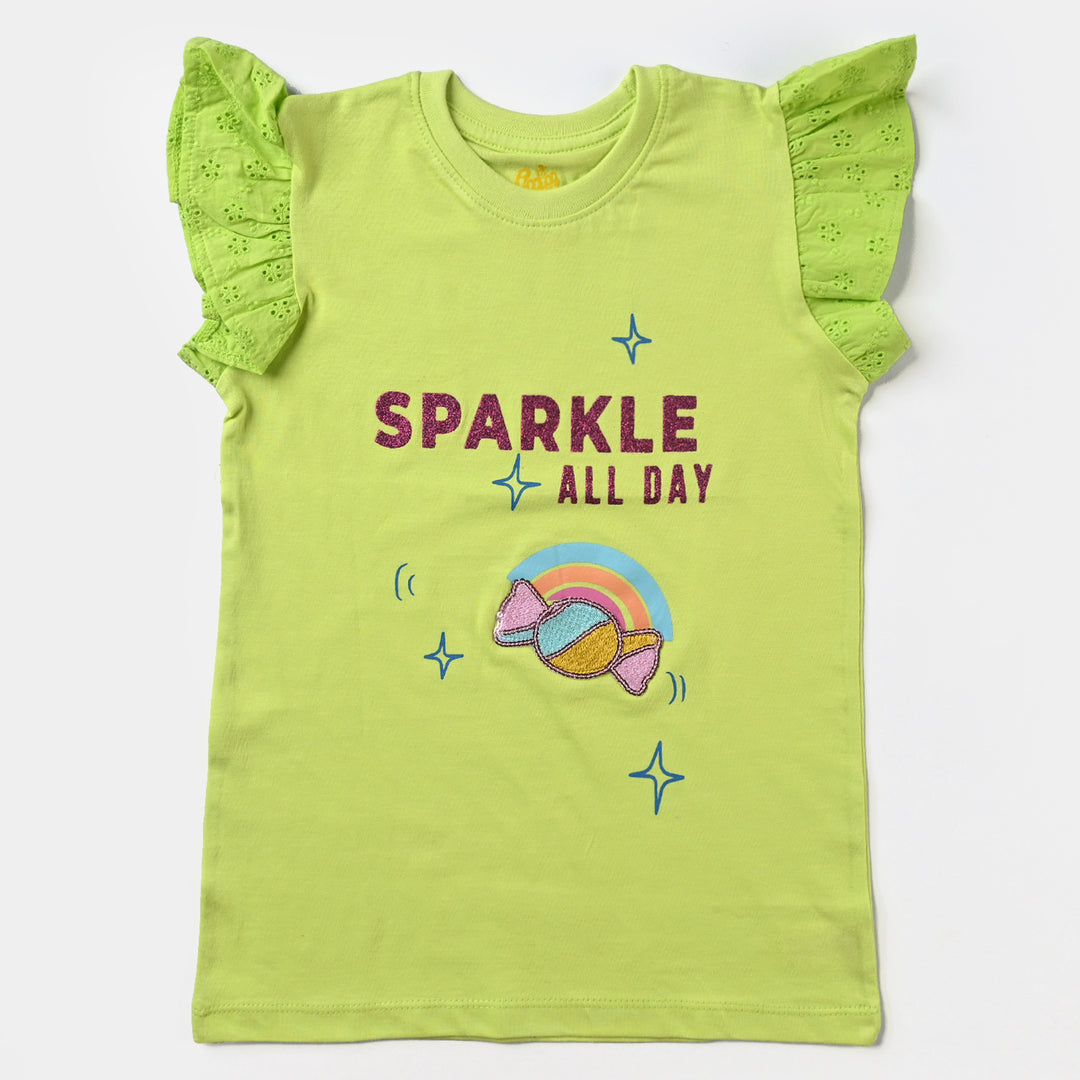 Girls Cotton Jersey T-Shirt H/S Sparkle-Limeade