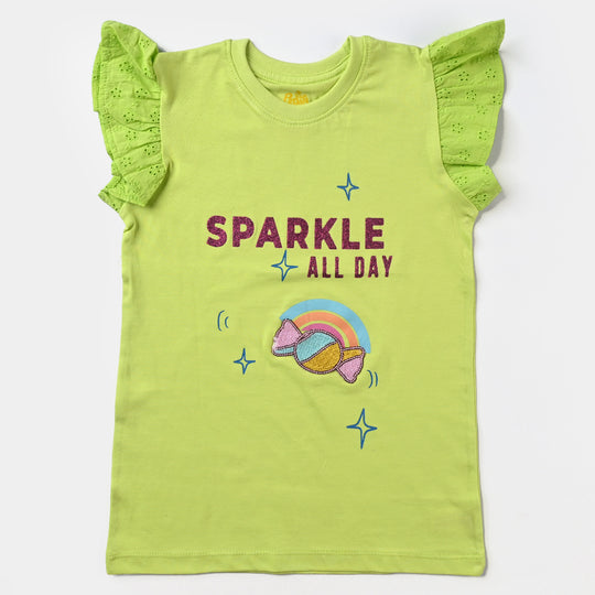 Girls Cotton Jersey T-Shirt H/S Sparkle-Limeade