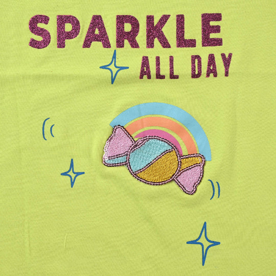 Girls Cotton Jersey T-Shirt H/S Sparkle-Limeade