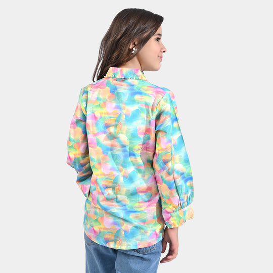Girls Cotton Poplin Casual Top Rainbow light-Multi