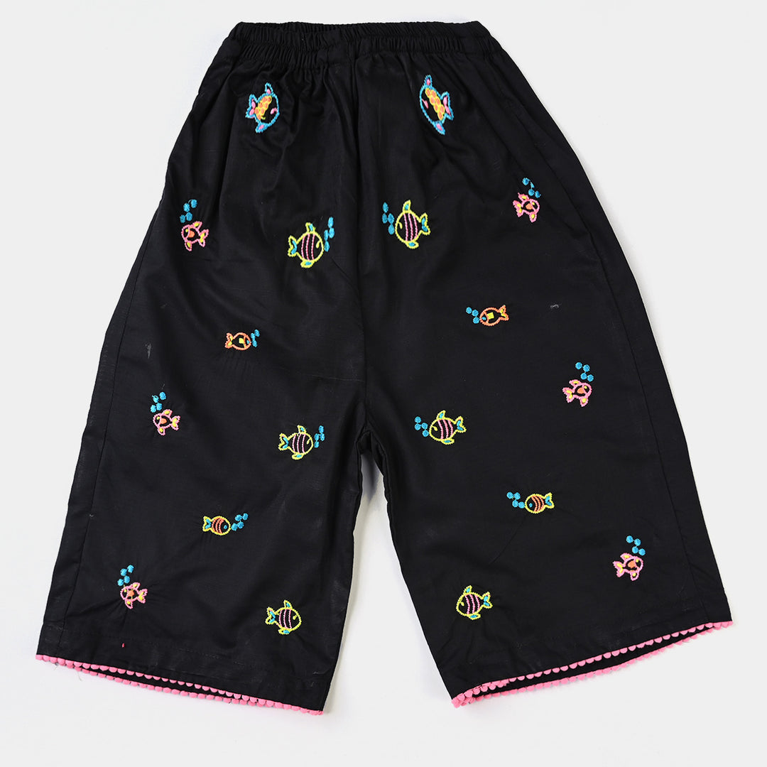 Infant Girls Cotton Slub EMB 2PCs Little Fishes-BLACK