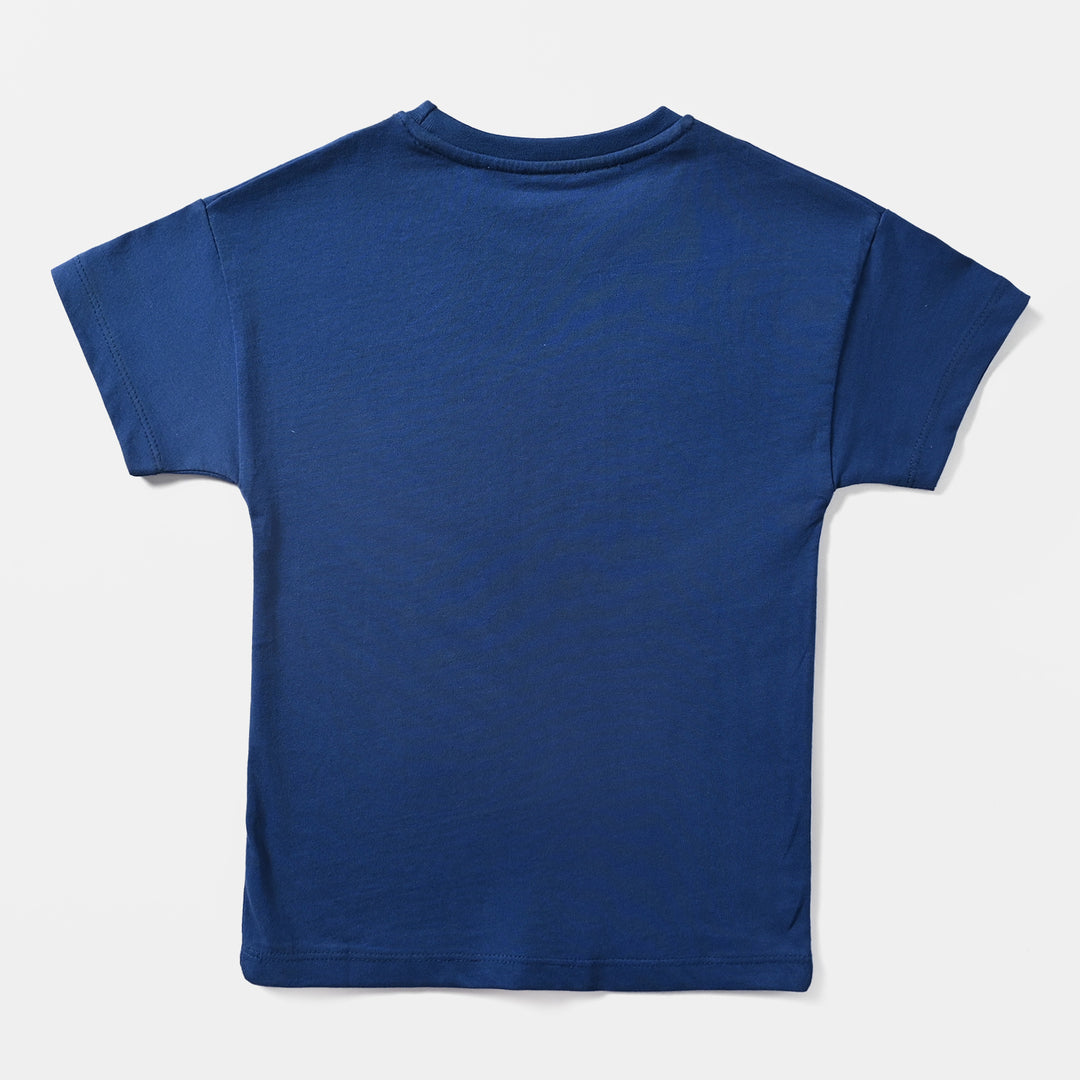 Girls Cotton Jersey T-Shirt H/S Heart-Navy
