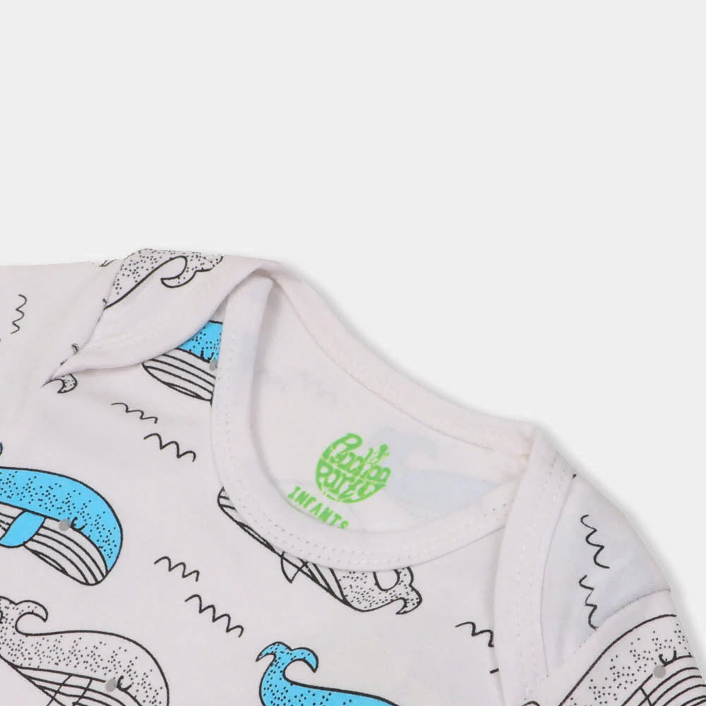 Infant Basic Romper Unisex WHALE - White