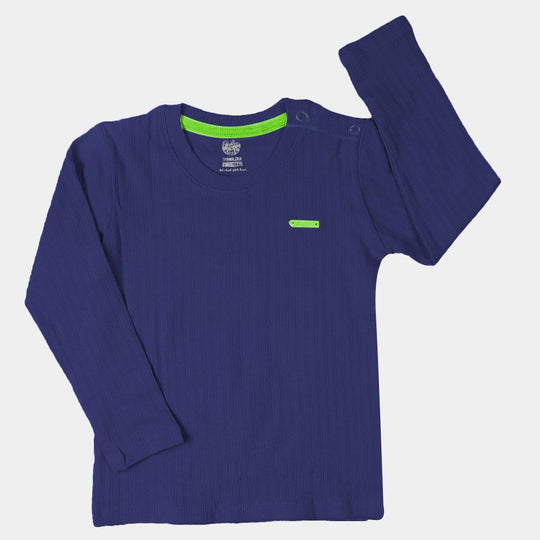 Rib T-Shirt For Infant -Navy Blue
