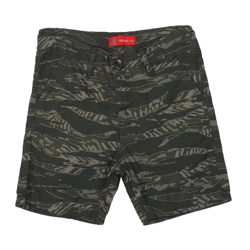 Boys Short Cotton Camo Print - Olive