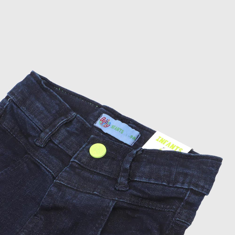 Infant Girls Pant Denim Sequins Tape -DARK BLUE