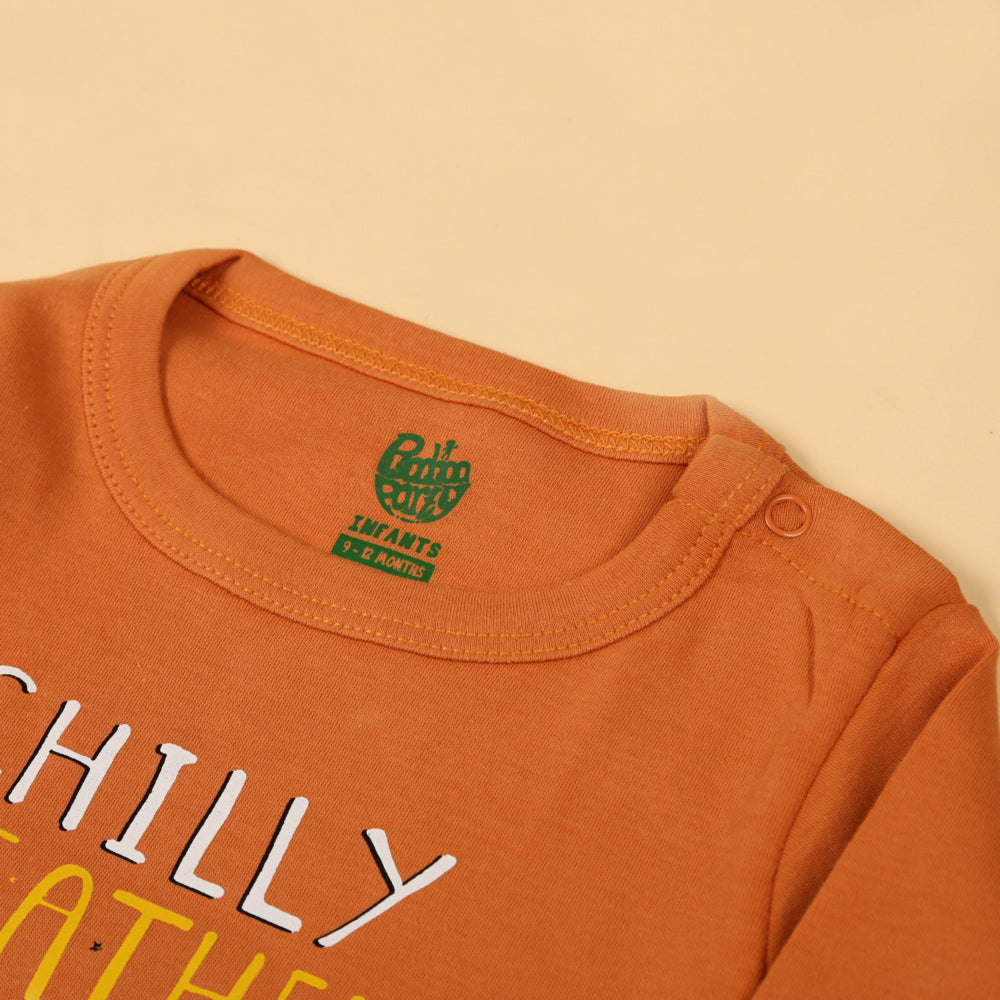 Chilly Weather Romper For Boys - Orange