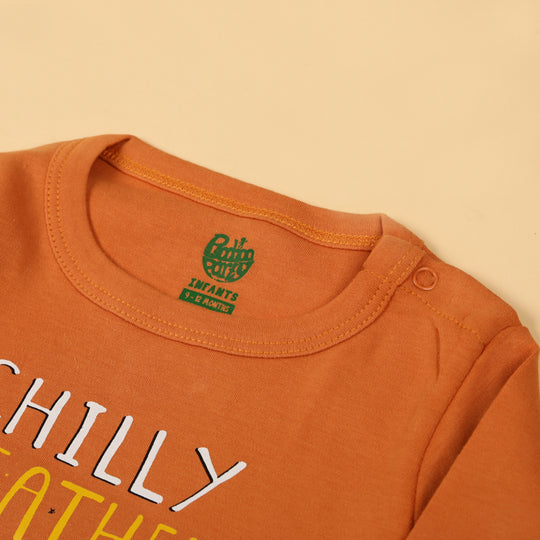 Chilly Weather Romper For Boys - Orange