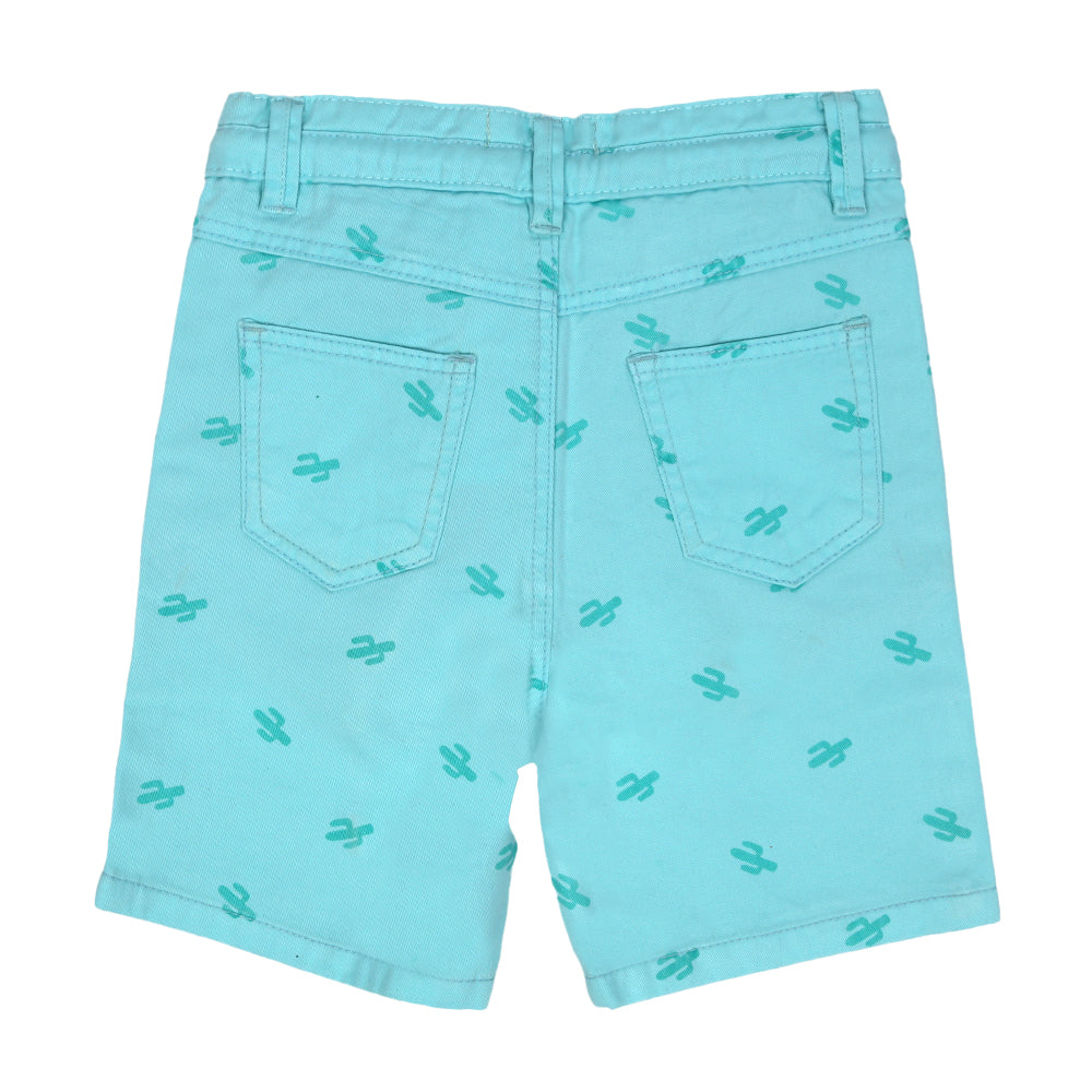 Infant Boys Short Cotton AOP Cactus - Aqua