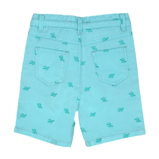 Infant Boys Short Cotton AOP Cactus - Aqua