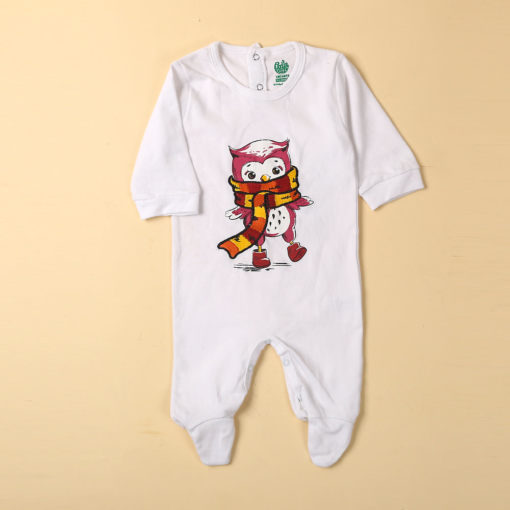 Fancy Owl Romper For Girls - White