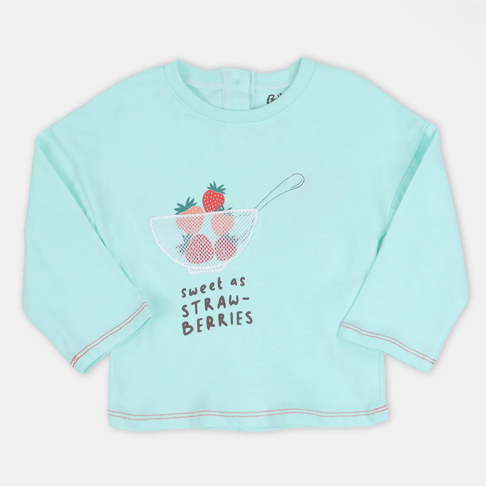 Infant Girls T-Shirt Strawberries - Light Blue