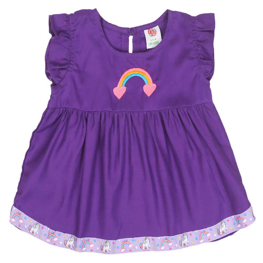 Infants Girls Embroidered Top Rainbow Embroidery - Purple