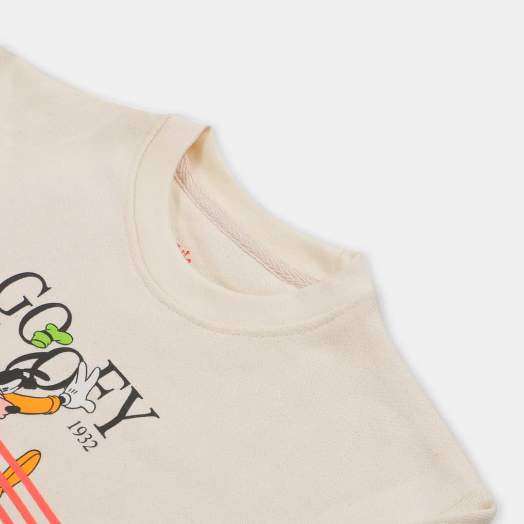 Character Printed Boys Sweatshirt With Soft Rip-Antique white