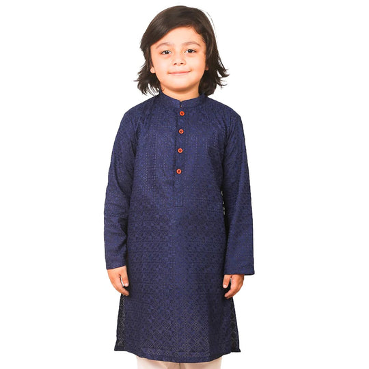 Boys Chicken Kurta - Navy Blue