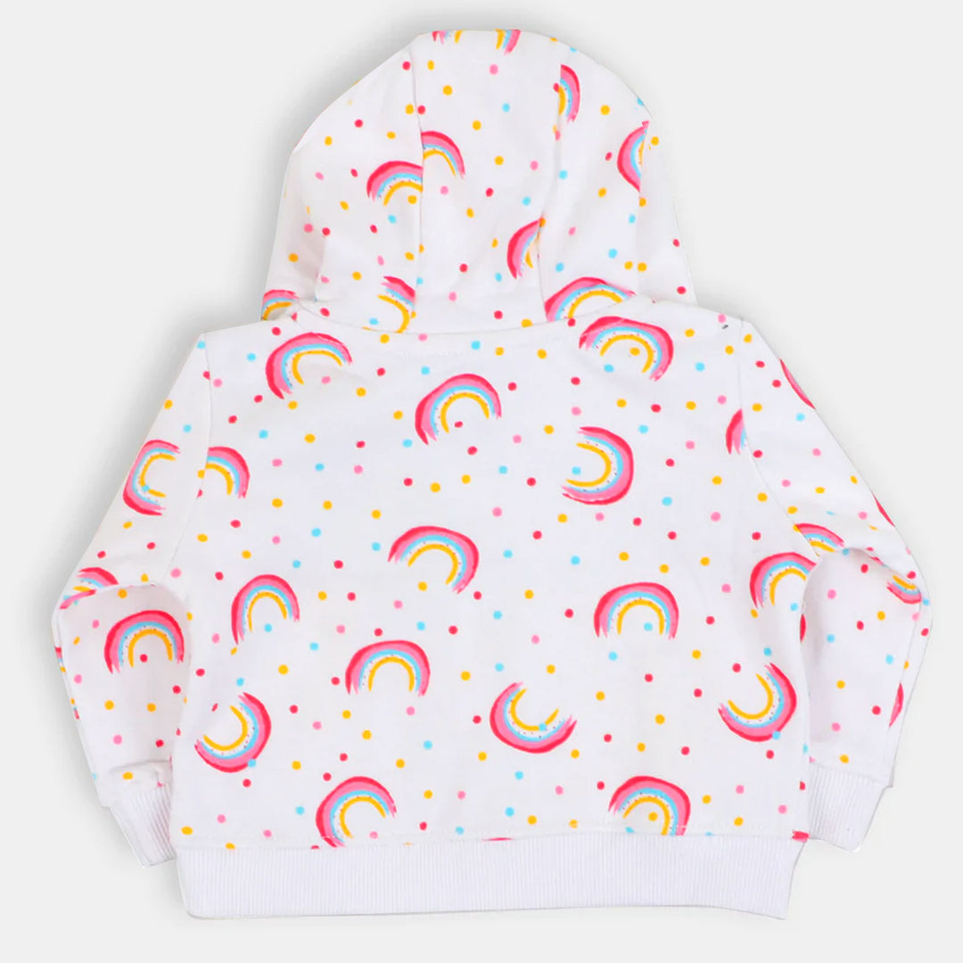 Infant Girls Hooded Jacket Rainbow - White