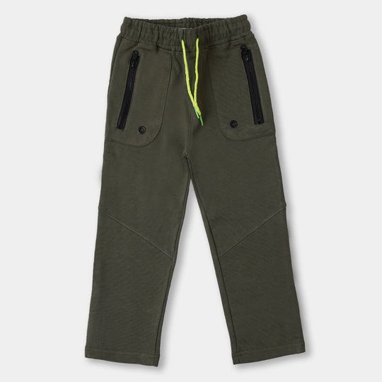Boys Terry And Fleece Pyjama Pocket - Military Green