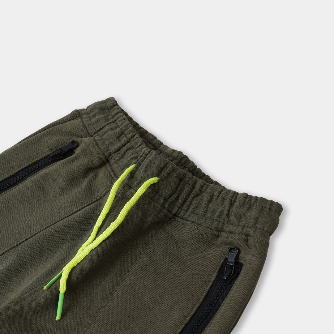 Boys Terry And Fleece Pyjama Pocket - Military Green