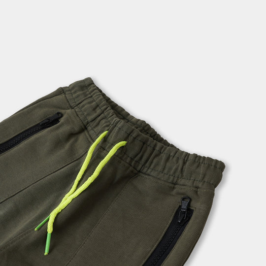 Boys Terry And Fleece Pyjama Pocket - Military Green