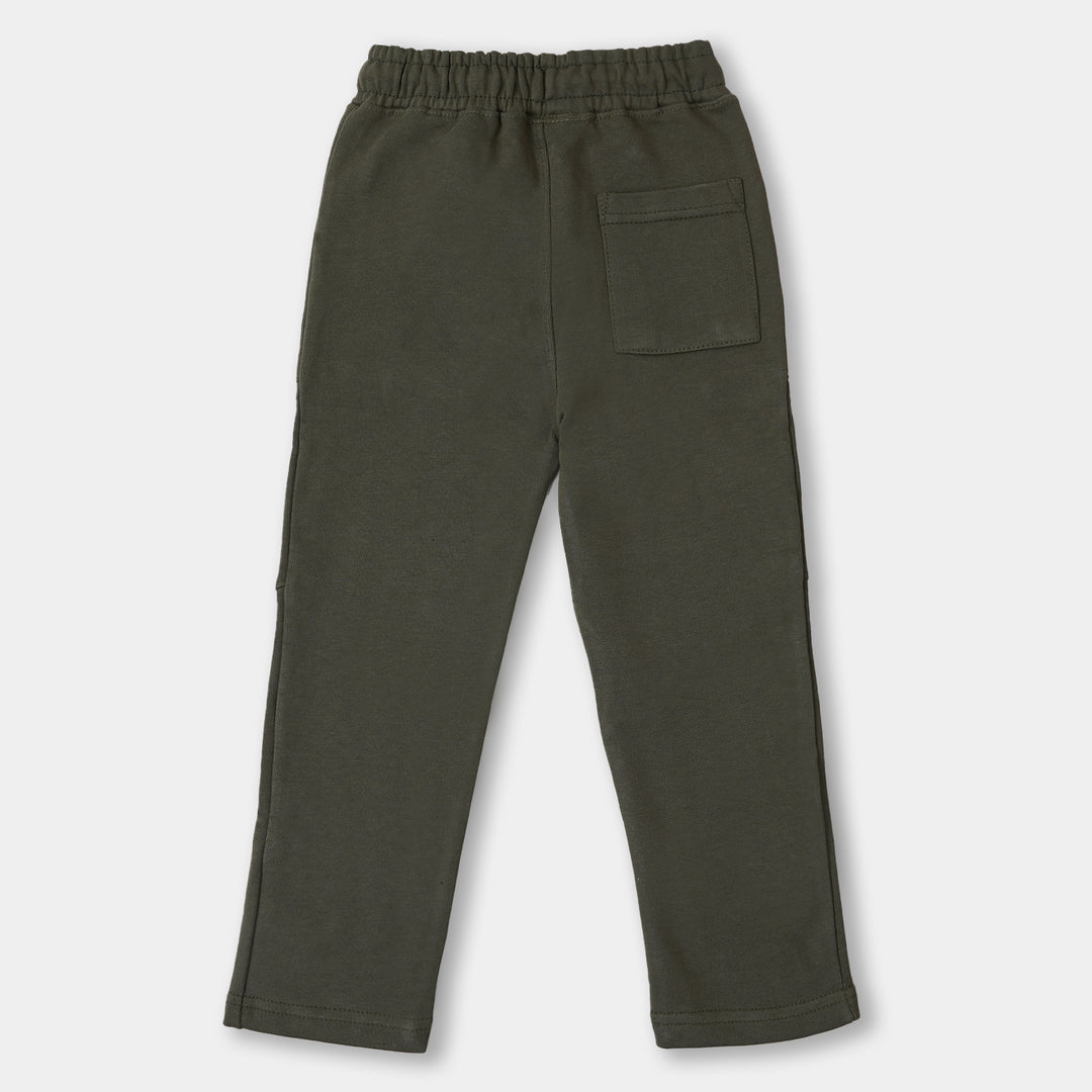 Boys Terry And Fleece Pyjama Pocket - Military Green