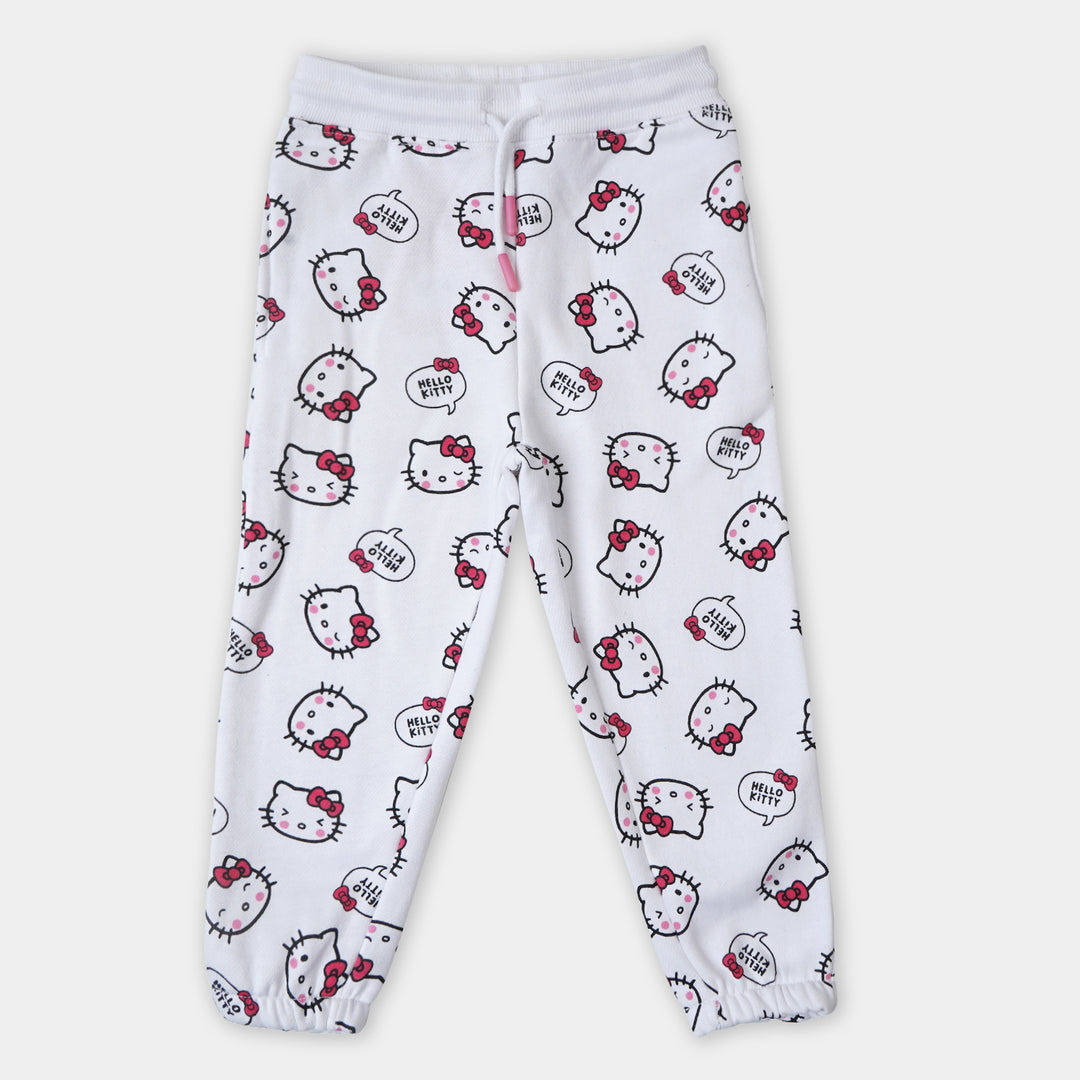 Girls Pyjama Character Printed - White