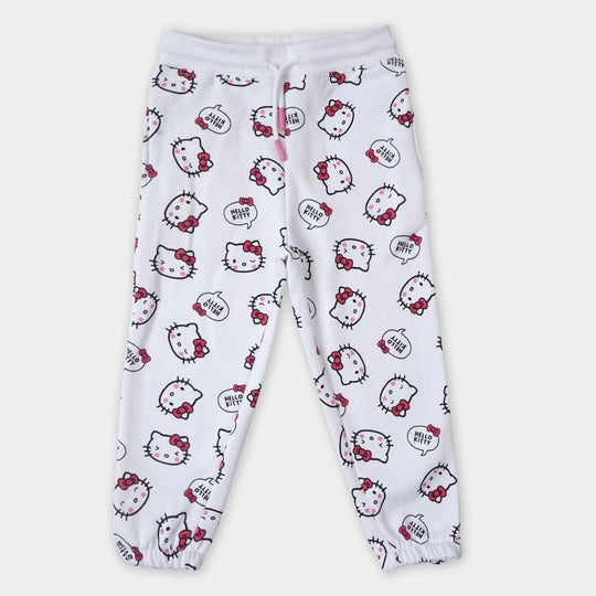 Girls Pyjama Character Printed - White