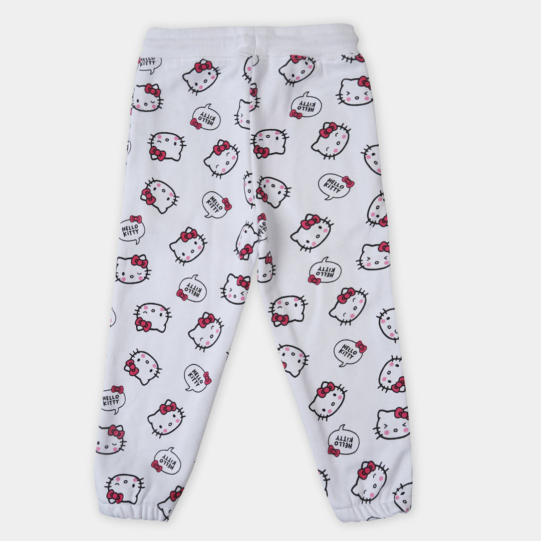 Girls Pyjama Character Printed - White