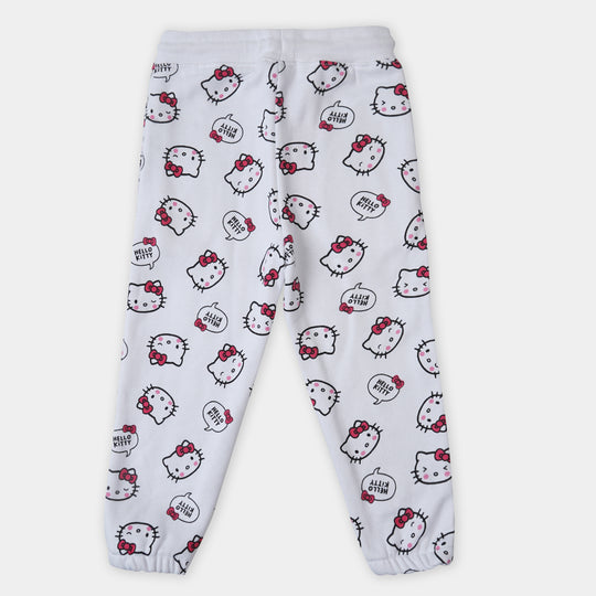 Girls Pyjama Character Printed - White
