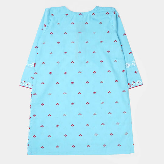 Girls Cotton Flower Printed 2Pcs Suit Grace - Sky Blue