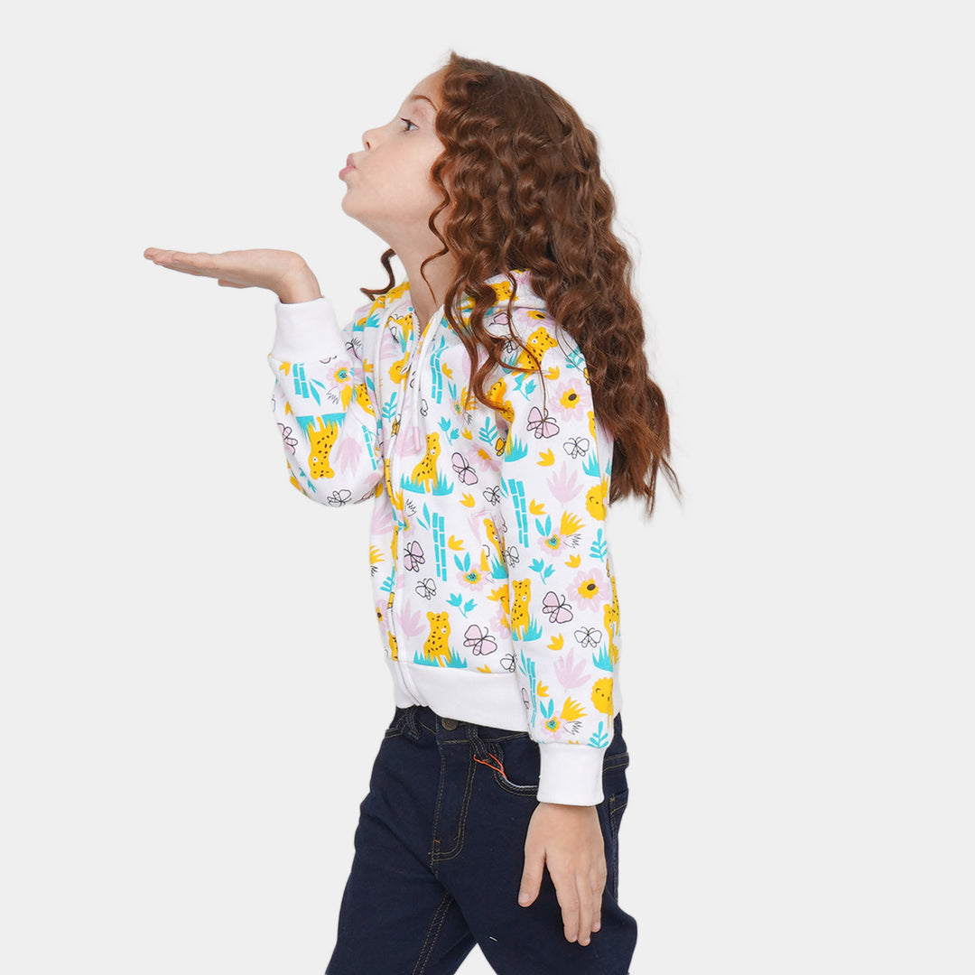 Girls Jacket Lion - White