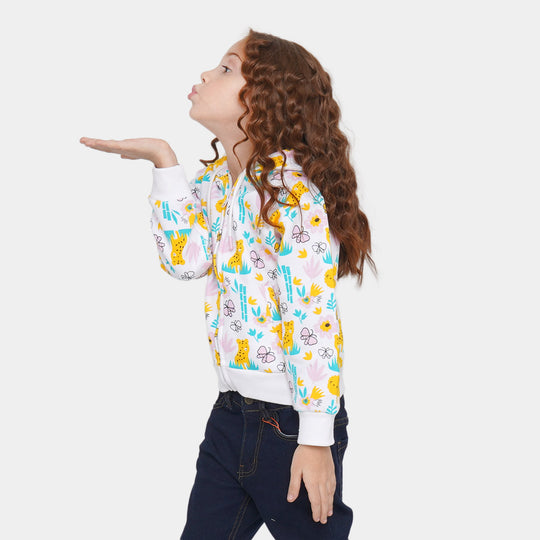 Girls Jacket Lion - White