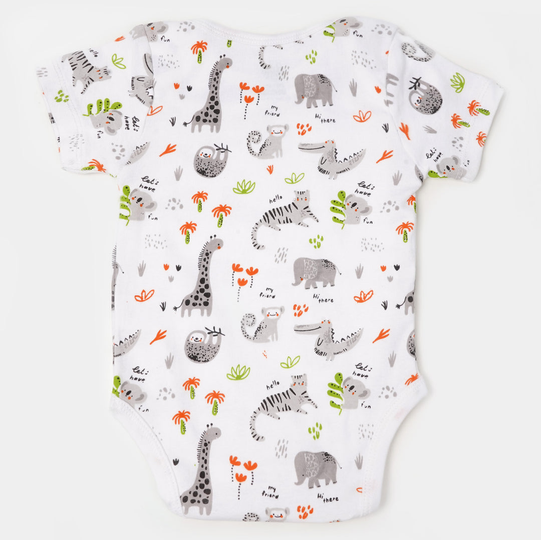 Infant Boys Rib Rompers 3PCs Set Wild Animal - Multi