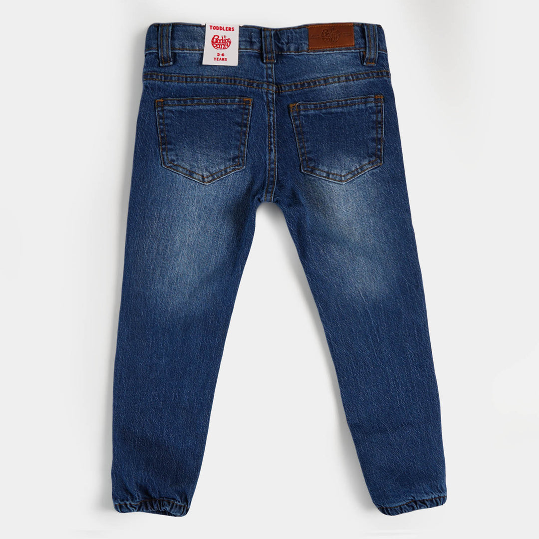 Girls Denim Pant Bunny Face - Mid Blue